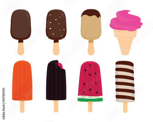 Set tasty ice cream collection