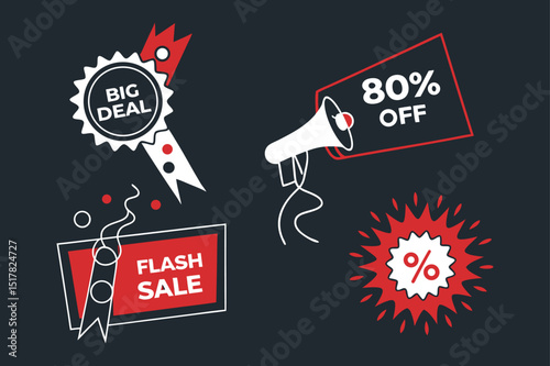 Black Friday Sale Badges – Vector Labels, Discount Tags, Promo Stickers & Shopping Icons