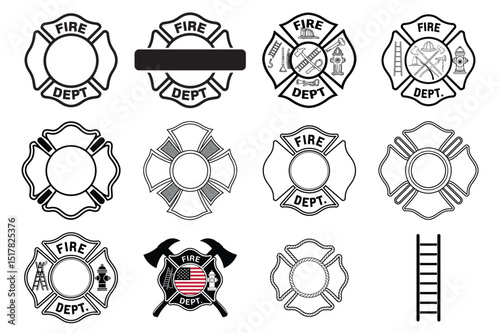 Firefighter Badge Icon Set