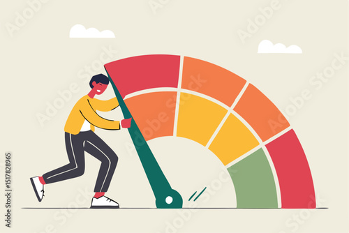 Rating speed meter good, excellent customer feedback review, gauge scale rating concept, businessman skill performance measurer. Flat simple icon - stock vector.