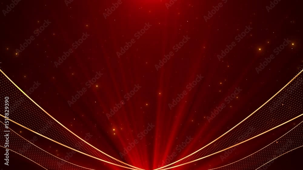 Award golden Red winner presentation ceremony design sparkle line elements Luxury vip backdrop. frame sparkle line concept of wedding, creative technology event science, music, modern. sparking 3D 4K