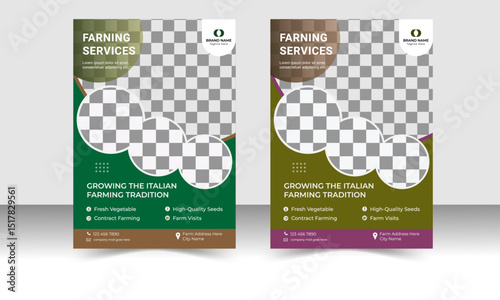Modern Fresh & clean farming services flyer design, Agricultural business flyer template layout, Agriculture gardening  services brochure template design, poster, advertise, reports