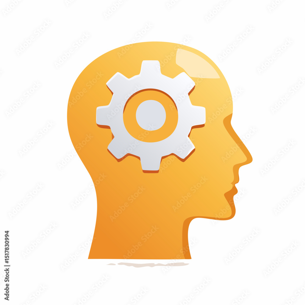 Mind Processing: A conceptual illustration of the human mind at work, featuring a stylized human head with a gear symbol representing thoughts, ideas, and cognitive processes. Mind Processing: A conceptual illustration of the human mind at work, featuring a stylized human head with a gear symbol representing thoughts, ideas, and cognitive processes.