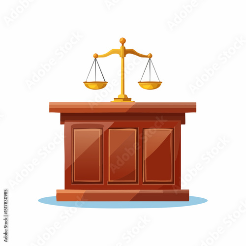 Judge's Bench with Scales of Justice