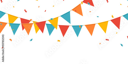 Colorful party flags background vector illustration for celebration.