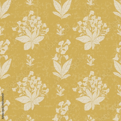 Discover the tranquil beauty of our Golden Primrose Meadow Collection. Soft yellow primroses intertwine with subtle foliage in these elegant seamless  patterns