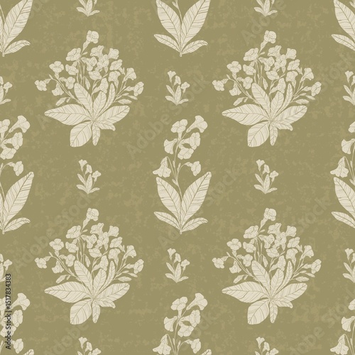 Discover the tranquil beauty of our Golden Primrose Meadow Collection. Soft yellow primroses intertwine with subtle foliage in these elegant seamless  patterns