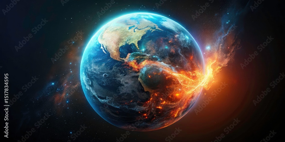 Fototapeta premium Particle World Globe: Stunning 3D Abstract Art, Global Physics, Microscopic Universe, Elemental Composition, Cosmology Illustration