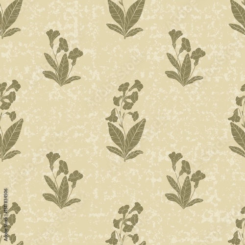 Discover the tranquil beauty of our Golden Primrose Meadow Collection. Soft yellow primroses intertwine with subtle foliage in these elegant seamless  patterns