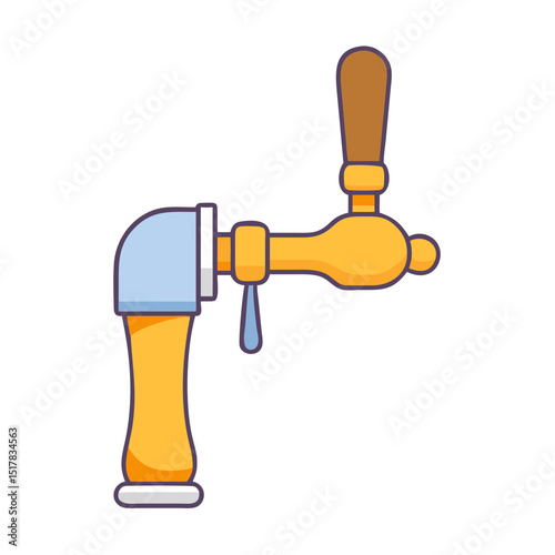 Stylized illustration of a beer tap with a drop of liquid