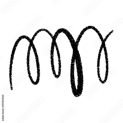 Flexible coil spring spiral. Thin wire curves in bouncing zigzag shapes. Flat vector illustration isolated on white background.