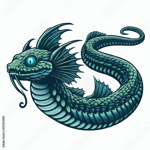 Vector art of an oriental black dragon, a powerful and ancient symbol in Asian mythology, ideal for a tattoo or illustration