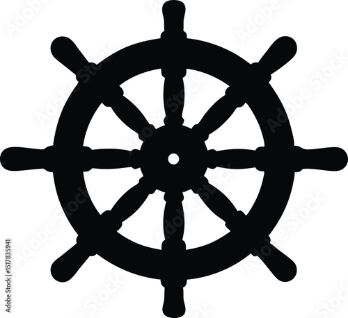 ship steering wheel silhouette vector illustration, ship steering  black Vector, ship steering Symbol