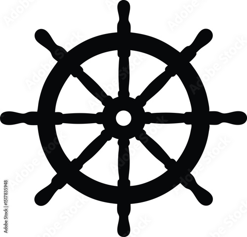 ship steering wheel silhouette vector illustration, ship steering  black Vector, ship steering Symbol