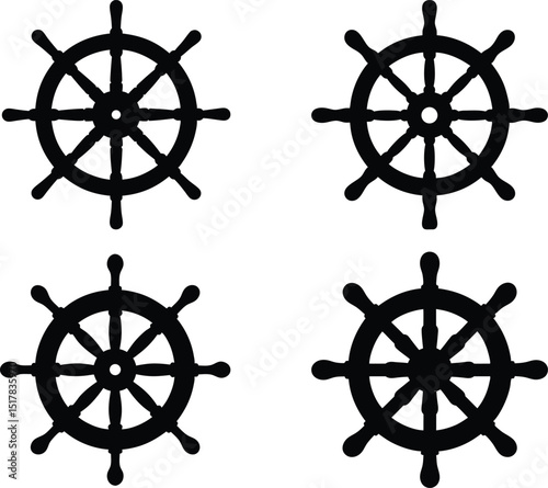 ship steering wheel silhouette vector illustration, ship steering  black Vector, ship steering Symbol