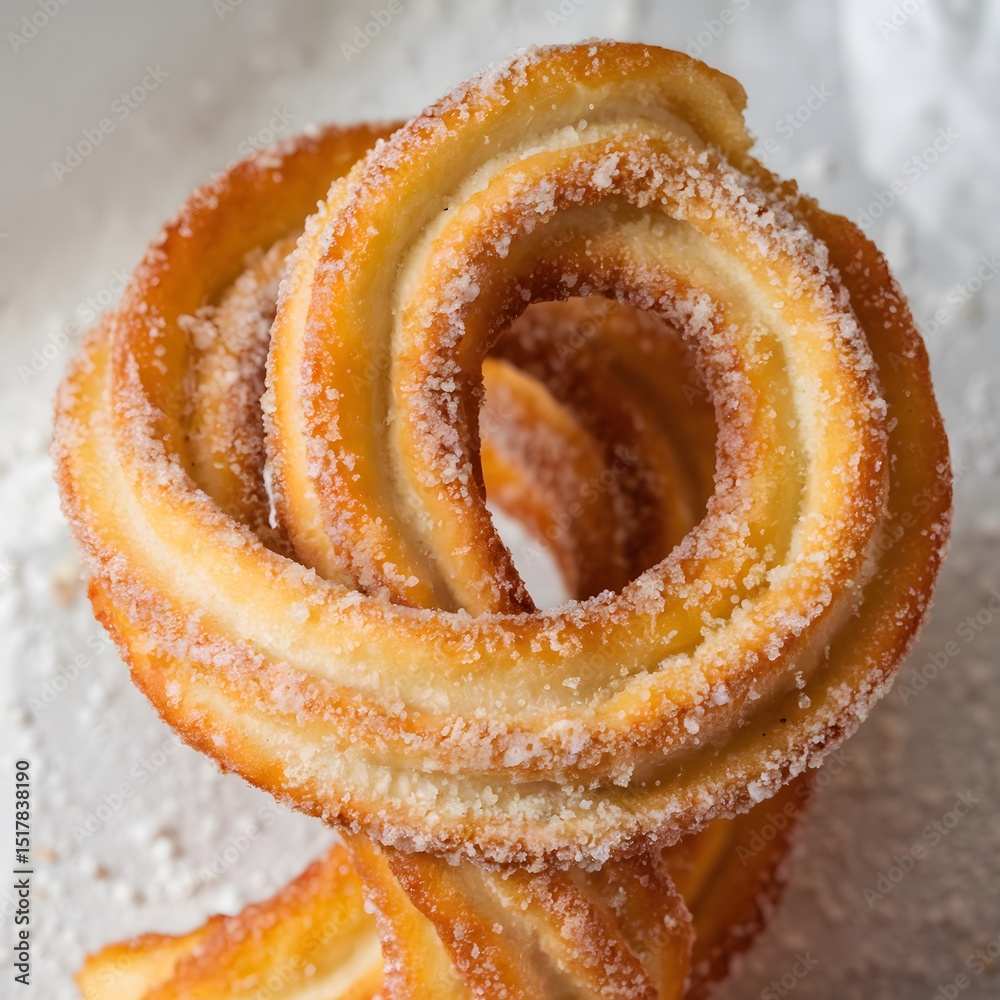 Fototapeta premium Golden churro with crunchy sugar topping shown in sharp focus on white background – churro wallpaper – bakery wallpaper – churro image