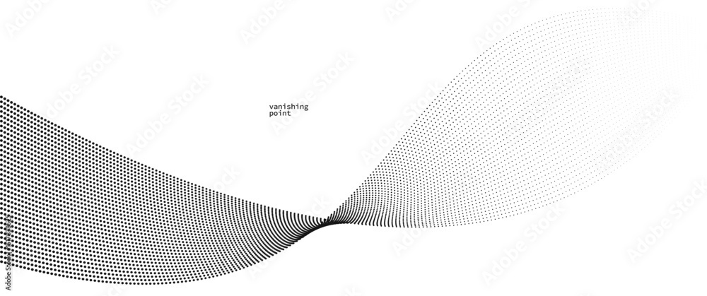 Fototapeta premium Smooth and relaxing shape vector abstract background with wave of flowing particles, curve lines of dots in motion, tranquil and soft image.