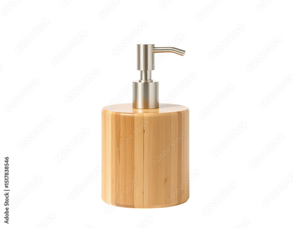 Obraz premium Wooden soap dispenser with stainless steel pump.