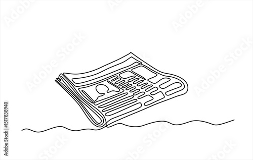 Continuous one line drawing of a stack of news newspapers. Vector illustration. Editable stroke	