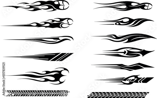 Tribal flames speed stripes car decals graphics design elements