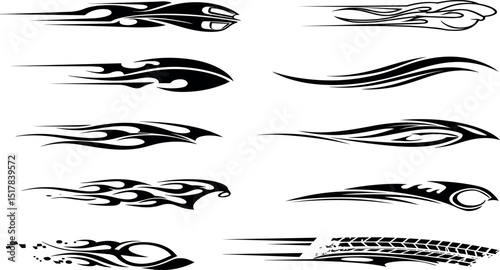 Black and white tribal flame decals car graphics designs