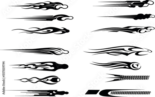 Abstract black and white tribal flames speed graphics design elements