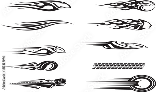 Tribal flames speed graphics car decals stickers design set