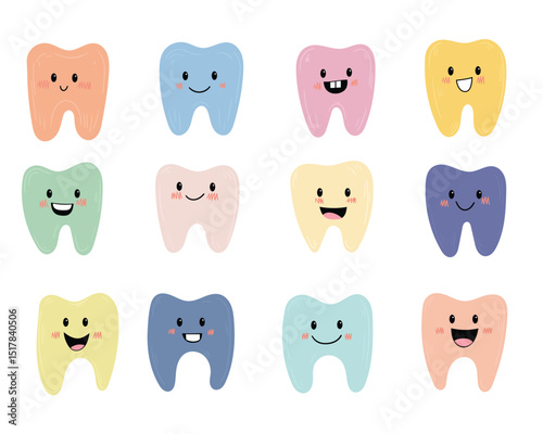 Cute cartoon tooth clipart design illustration