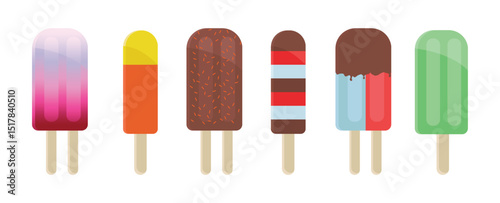 Set tasty ice cream collection