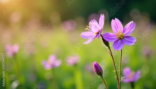 Delicate Purple Columbine Flowers in a Wild Meadow, nature, flowers, wildflowers