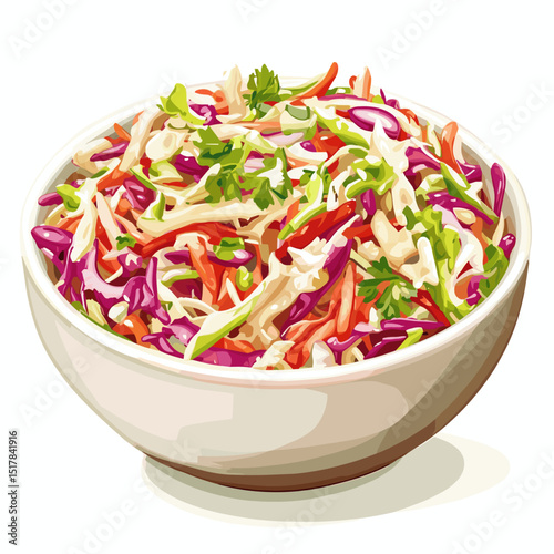 Coleslaw cabbage salad in a bowl isolated on a white background