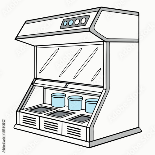 Creative Laminar Flow Hood Vector Illustration | Clean and Modern Design for Sterile Workspaces, Laboratory Safety, and Biotechnology Research Projects