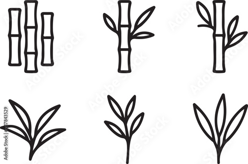 Bamboo Plant Icon Set – Vector Glyph Pictograms of Stalks, Leaves & Eco Symbols for Nature & Sustainability