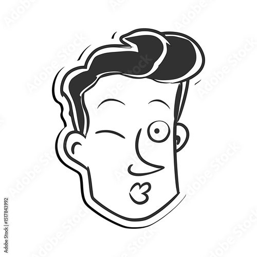 guy blows a kiss and wink with one eye, cute and cool expression