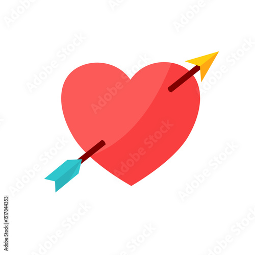 heart pierced by arrow, love — vector illustration