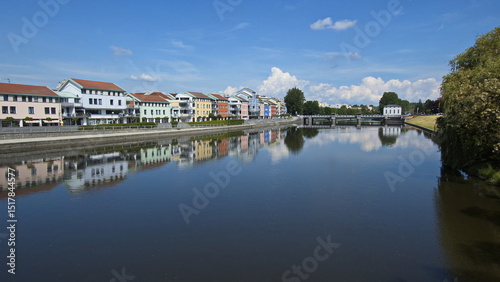 View of river Otava in Pisek, South Bohemia, Czech Republic, Europe, Central Europe
