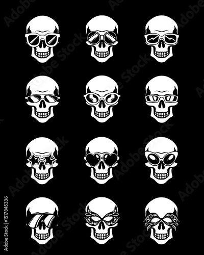 skull icon with various kinds of glasses