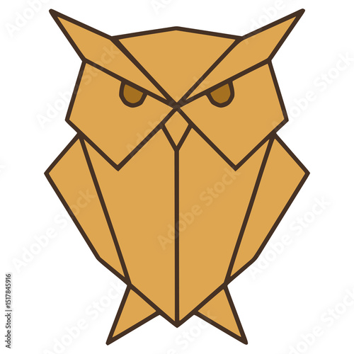 owl origami animal bird papercraft hobby flat color vector illustration template design