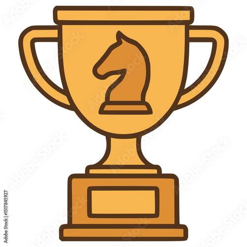 chess trophy championship winner competition flat color vector illustration template design