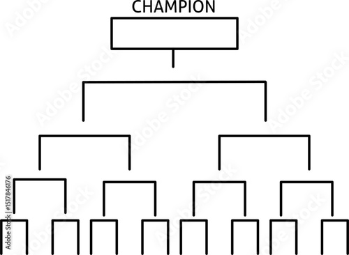 Tournament bracket icon, illustrating competition progression from initial rounds to the final champion. Ideal for sports, gaming, or competitive event designs