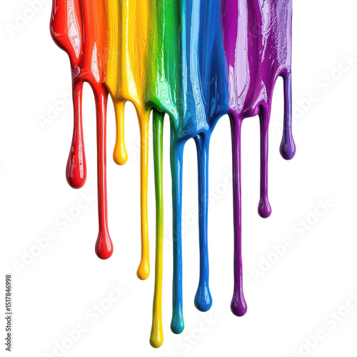 Paint dripping down isolated on transparent background, png