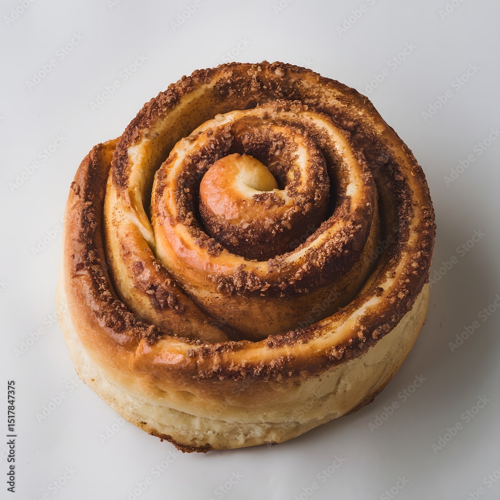 Fototapeta premium A bakery-fresh cinnamon roll with melted icing dripping down on white – cinnamon roll wallpaper – bakery wallpaper – cinnamon roll image