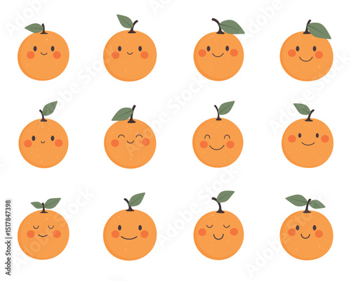 Cute kawaii orange fruit clipart design illustration