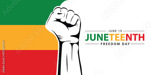 Juneteenth Freedom Day. June 19 2025 African American Liberation Day. Black, red and green. Vector