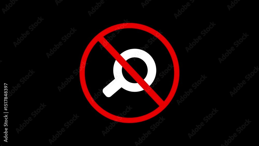 scan web indexing restriction search crossed sign website data exploration forbidden of red color restriction sign dark background animated symbol