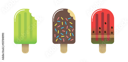 Set tasty ice cream collection