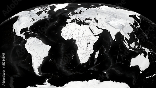 Vector Illustration of Dotted Map of World in black on Transparent Background (PNG). Dotted black map template for website pattern, annual report, infographics.

