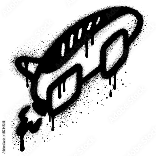 Spray Painted Graffiti spacecraft isolated with a white background. Vector design street art. Eps 10.