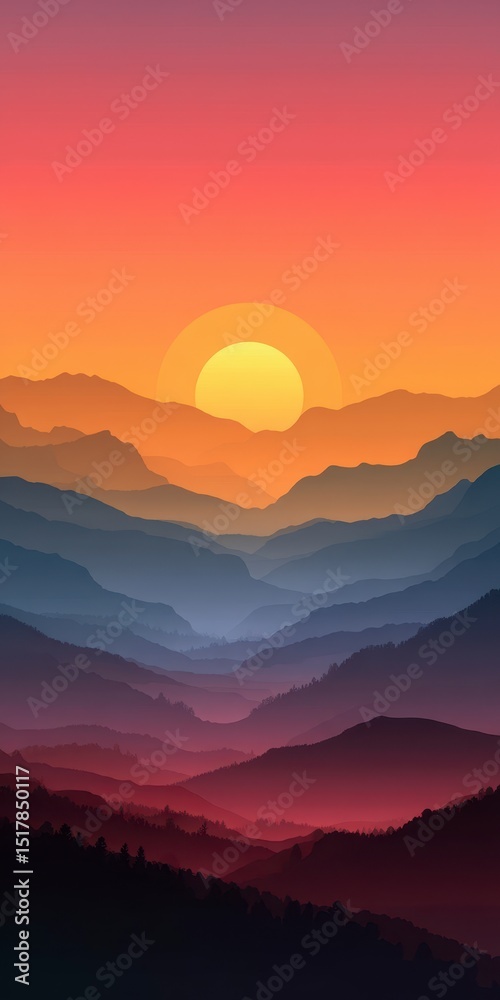Sunset Over Mountain Landscape Sunset Over Mountain Landscape