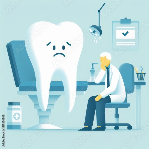 A man sitting in a chair with a sad tooth